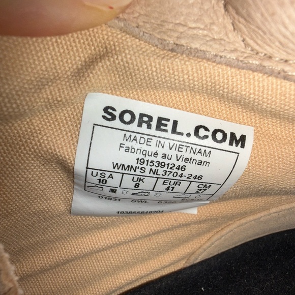 Sorel Leather Honest Beige Lenox Hiker Tie Up Ankle Shoes Boots Women’s Size 10 - Picture 8 of 8